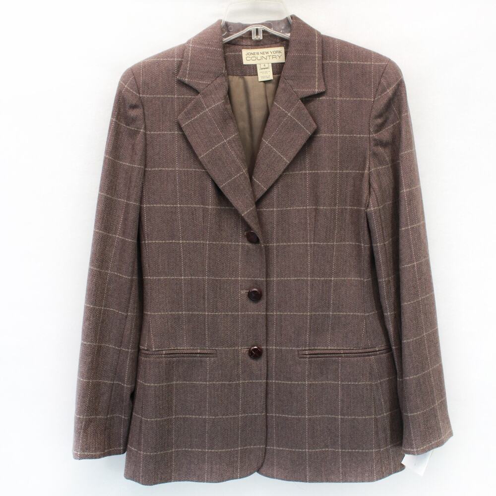 New Jones New York Country Vintage Y2K academia preppy wool suit career USA 4 6
